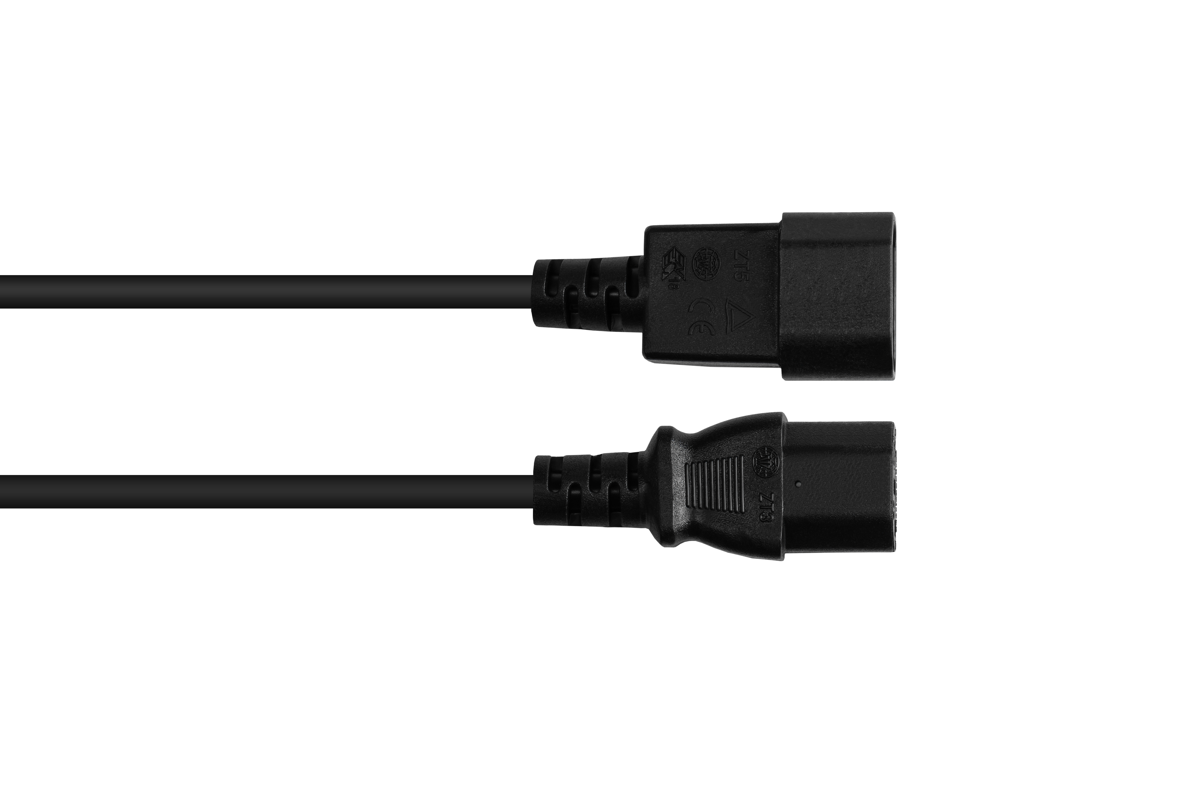 mm² C13 (gerade), 1,00 Stromkabel, Kaltgeräteverlängerung an KABELMEISTER schwarz (gerade) C14 schwarz,