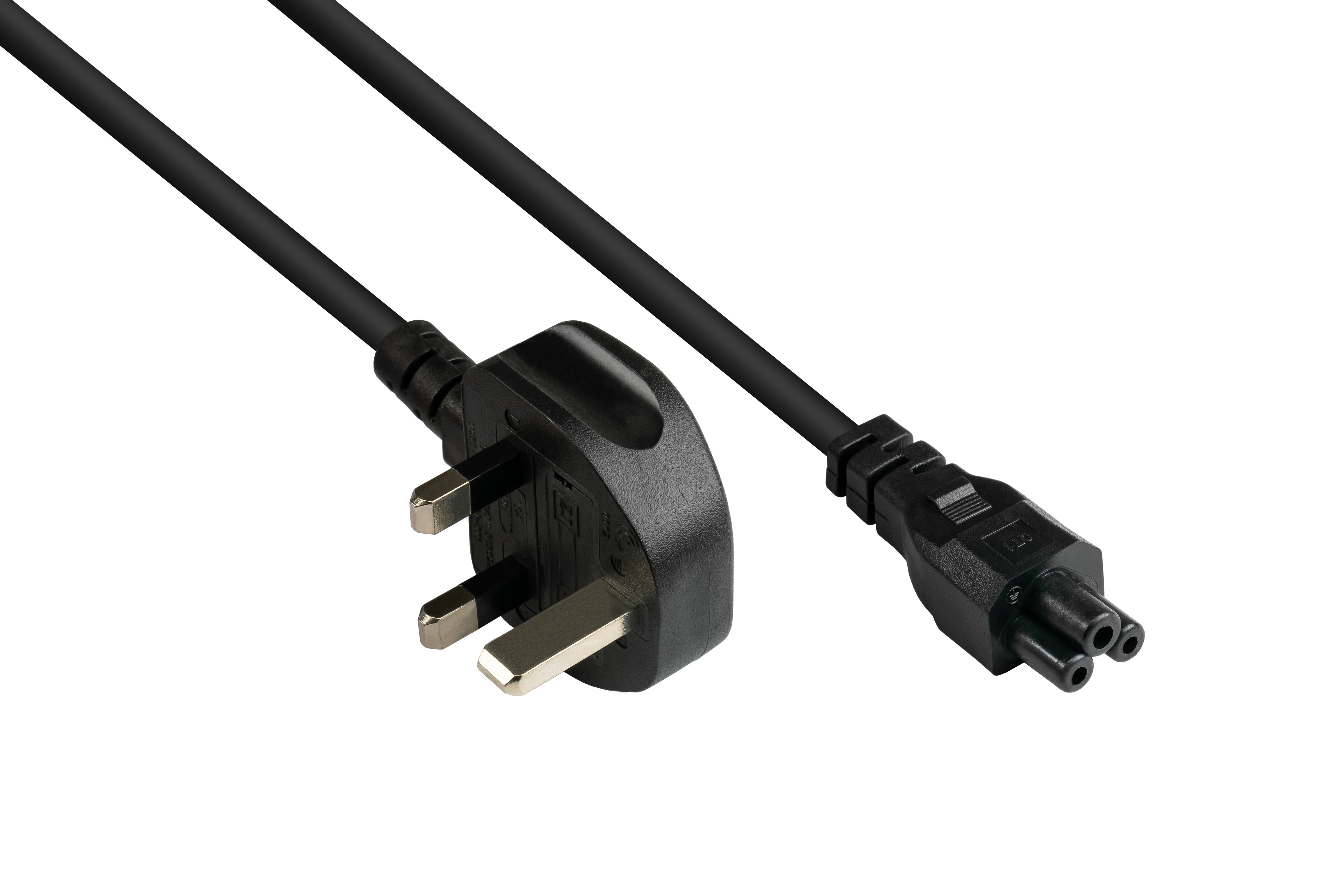 schwarz, CONNECTIONS (gerade) für G ASTA, 3A, Typ (BS 1363) England/UK GOOD mm² Netz-Stecker Stromkabel, an C5 0,75 Notebook, schwarz