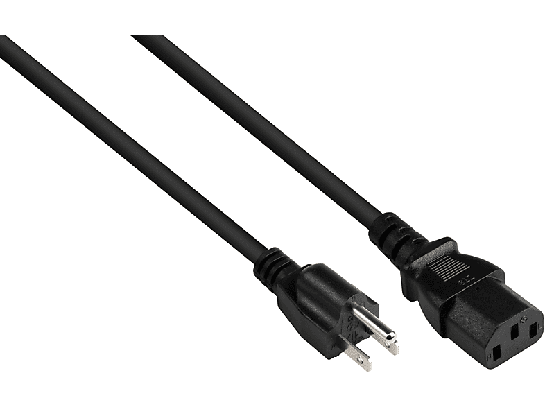 GOOD CONNECTIONS Stromkabel, Typ C13 schwarz an (gerade), B schwarz, Netz-Stecker AWG18 5-15P) Amerika/USA UL, (NEMA