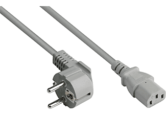 KABELMEISTER Schutzkontakt-Stecker Typ E+F (CEE 7/7, gewinkelt) an C13 (gerade), grau, 0,75 mm² Stromkabel, grau