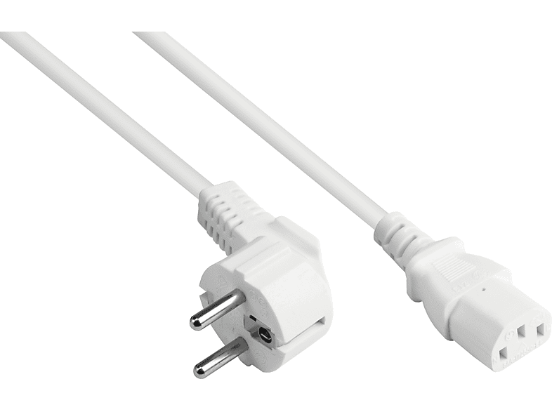 mm² Schutzkontakt-Stecker Stromkabel, (CEE weiß 7/7, (gerade), Typ 1,00 an GOOD weiß, C13 CONNECTIONS E+F gewinkelt)