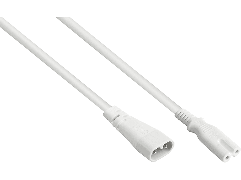 Stecker mm² C8 (gerade), Stromkabel, an 8 GOOD Euro-Verlängerung CONNECTIONS C7/Euro (gerade) Buchse weiß, 0,75 weiß