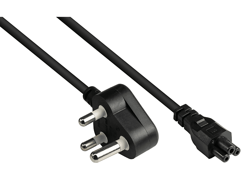 GOOD CONNECTIONS Südafrika Netz-Stecker Typ M (SANS 164-1) an C5 für Notebook, schwarz, 0,75 mm² Stromkabel, schwarz