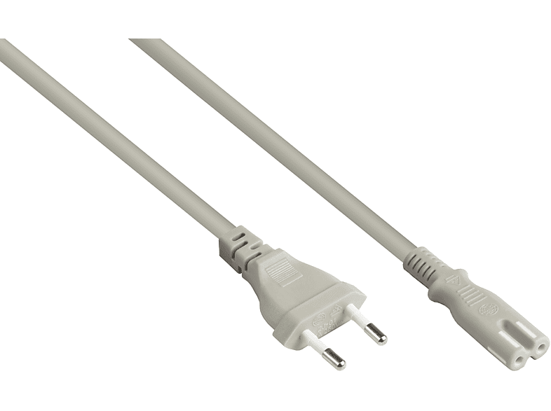 Typ C (gerade) grau, 0,75 GOOD mm² Euro-Euro-Stecker an grau Stromkabel, Buchse 8 C7/Euro CONNECTIONS (gerade),