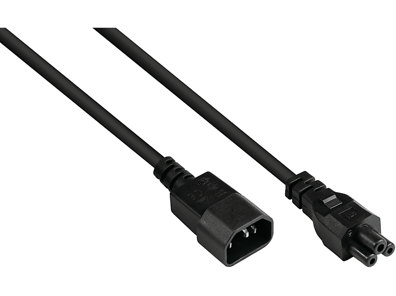 mm² Kaltgeräteverlängerung 0,75 Stromkabel, an C5 (gerade), (gerade) C14 CONNECTIONS schwarz, schwarz GOOD