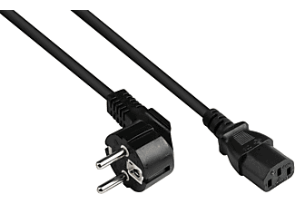 GOOD CONNECTIONS Schutzkontakt-Stecker Typ E+F (CEE 7/7, gewinkelt) an C13 (gerade), schwarz, 0,75 mm² Stromkabel, schwarz
