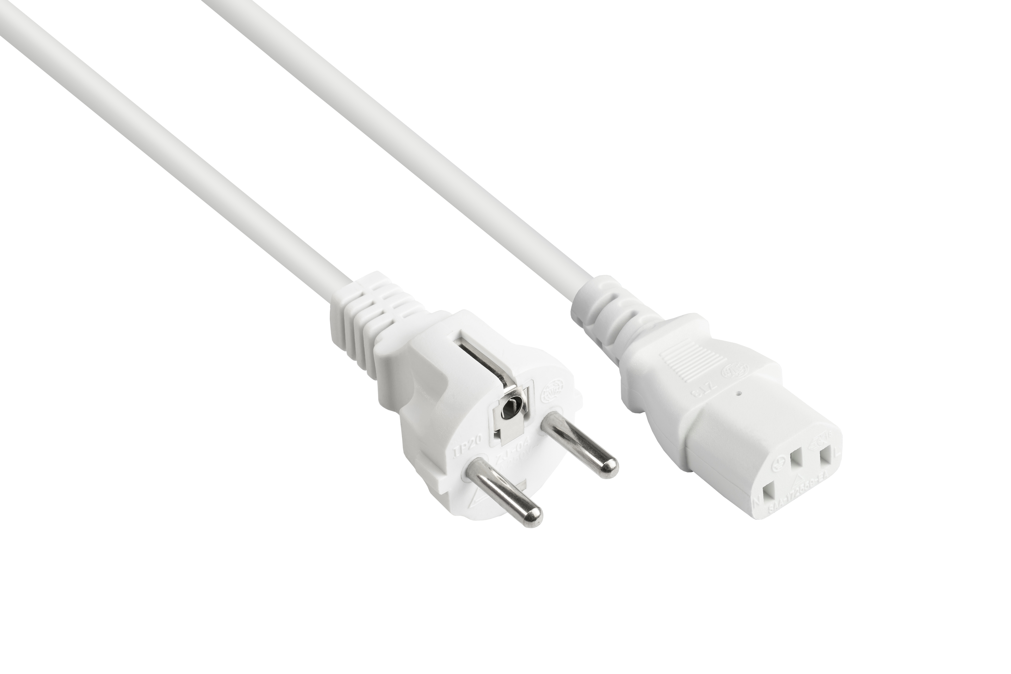 mm² weiß, gerade) (CEE (gerade), Typ Stromkabel, CONNECTIONS Schutzkontakt-Stecker GOOD weiß 7/7, an 0,75 E+F C13