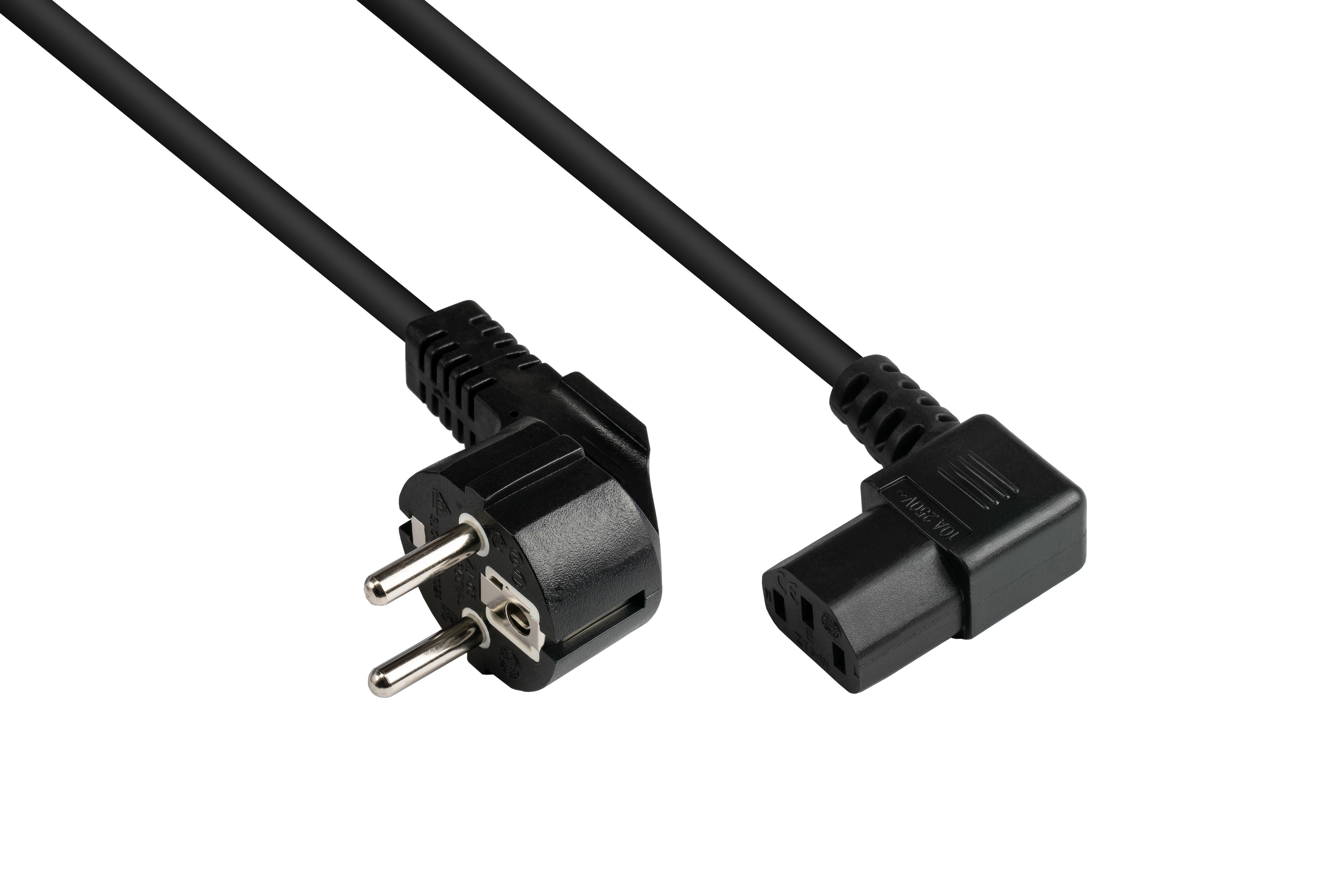 GOOD CONNECTIONS Schutzkontakt-Stecker Typ 1,00 gewinkelt) mm² schwarz Stromkabel, an (rechts gewinkelt), 7/7, E+F C13 (CEE schwarz