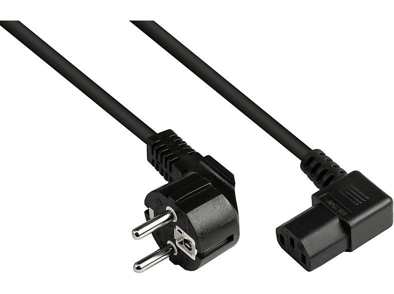 GOOD CONNECTIONS Schutzkontakt-Stecker mm² 7/7, schwarz, Stromkabel, gewinkelt), Typ gewinkelt) 1,00 schwarz E+F (rechts an (CEE C13