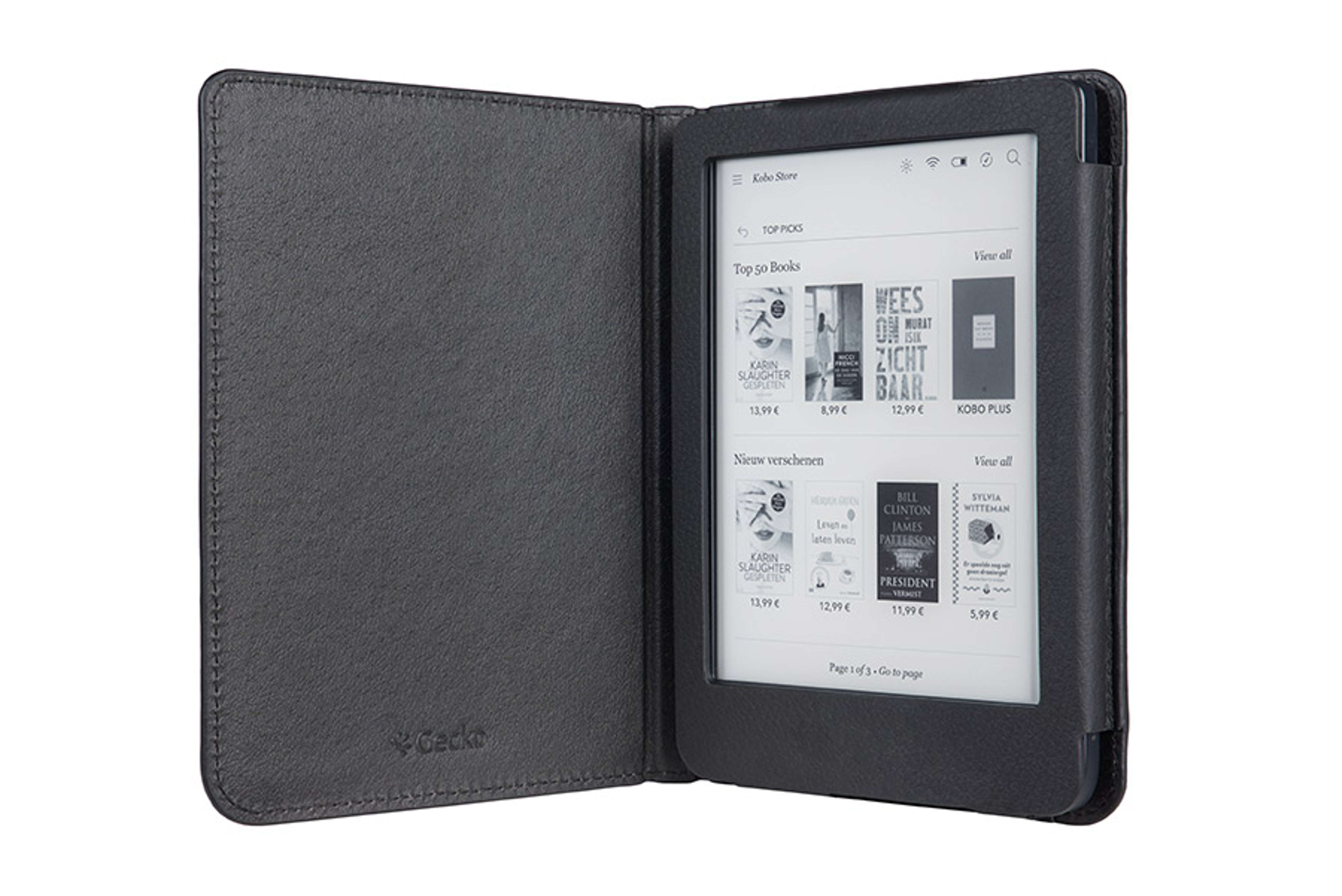E-Book Reader COVERS Bookcover Kobo PU Luxe Hülle Cover GECKO für Schwarz Leather,