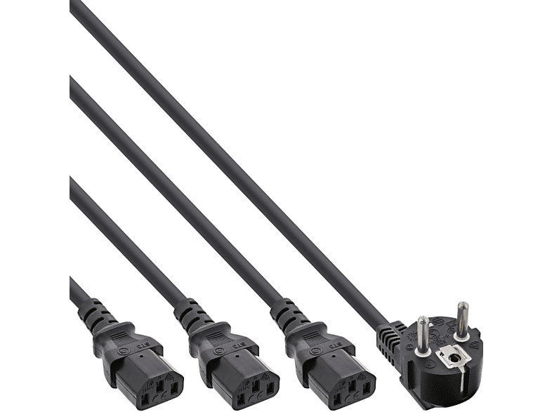 INLINE InLine® Netz-Y-Kabel, 1x Schutzkontaktstecker zu 3x 1,8m Kabel extern Stromkabel extern | Steckdosenleisten & Stecker