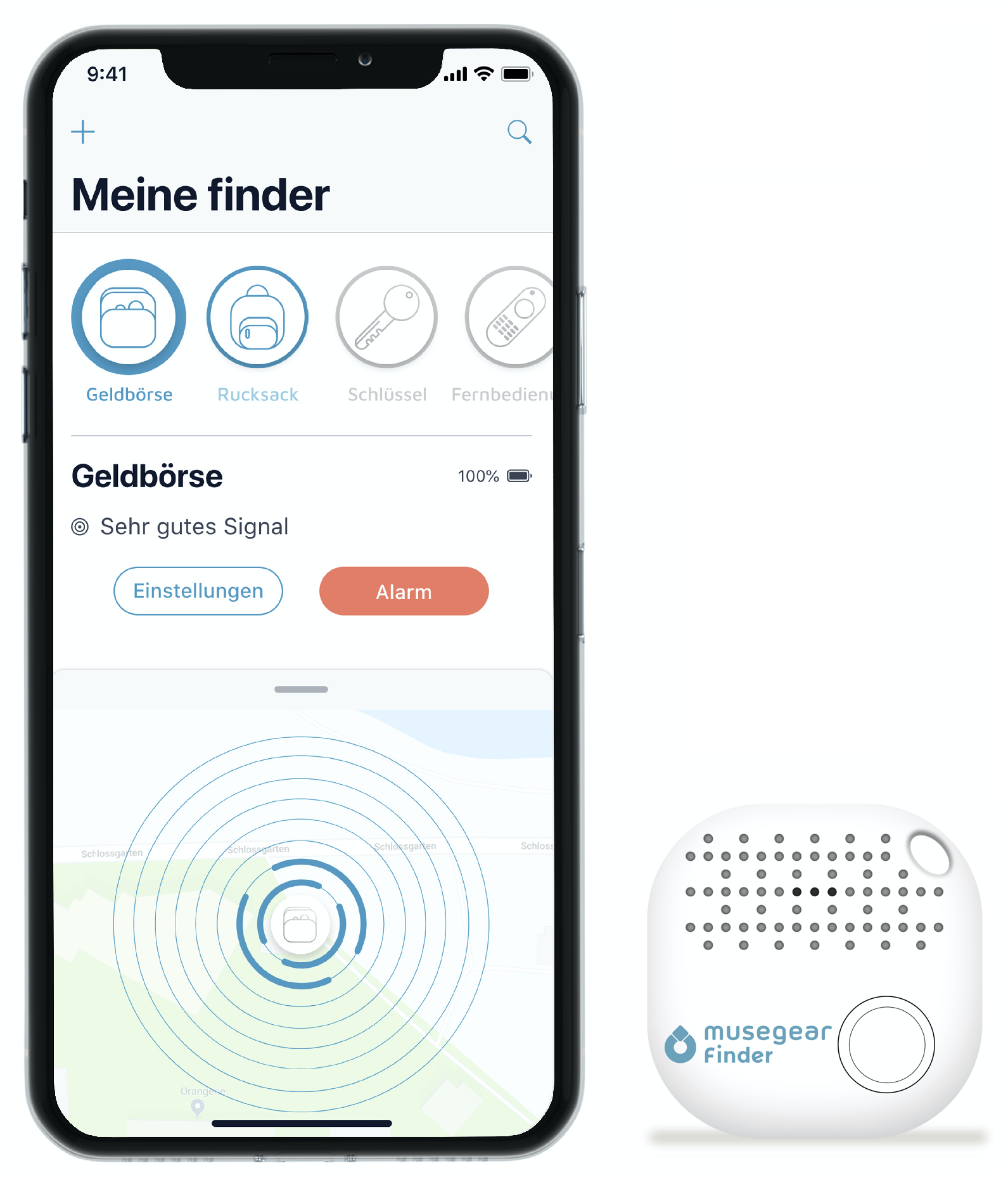 Schlüsselfinder Bluetooth App aus Schlüsselfinder mit MUSEGEAR Bluetooth Deutschland