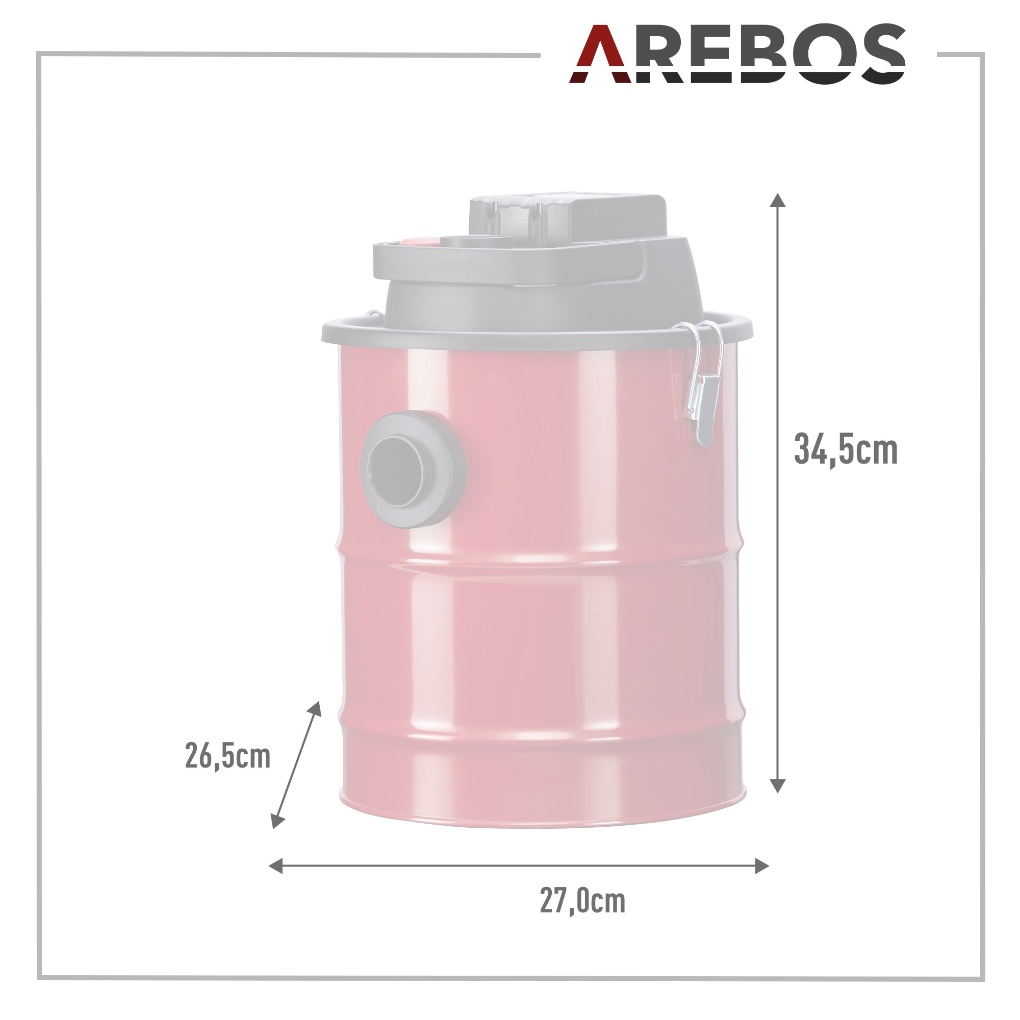 Aschesauger inkl. rot) Leistung: Filter AREBOS Watt, maximale mit 12L HEPA 140 Akku,