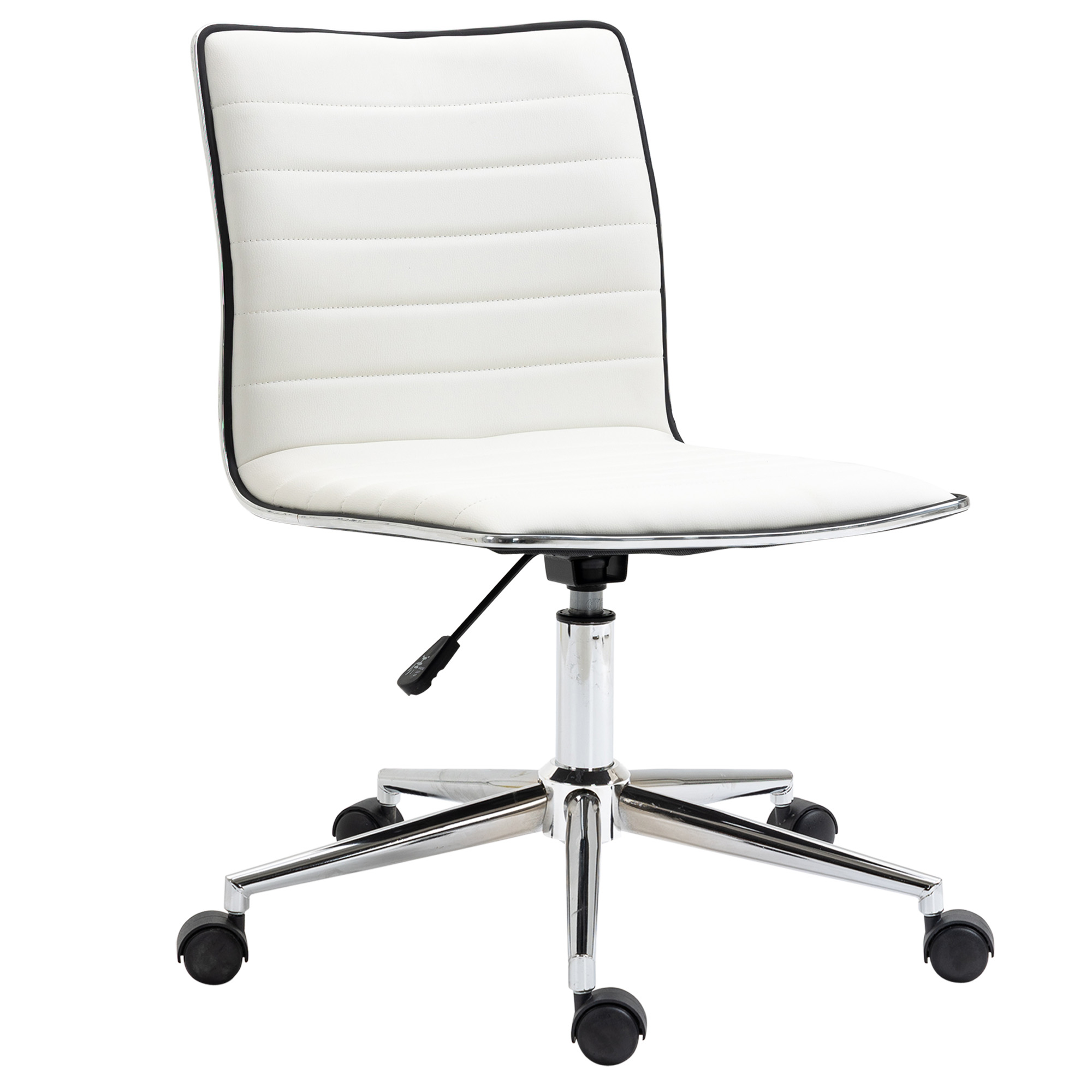 Vinsetto Silla De oficina escritorio giratoria con altura ajustable respaldo tapizado en piel carga 120 kg 47x57x765865 cm blanco operativa 921412wt brazos