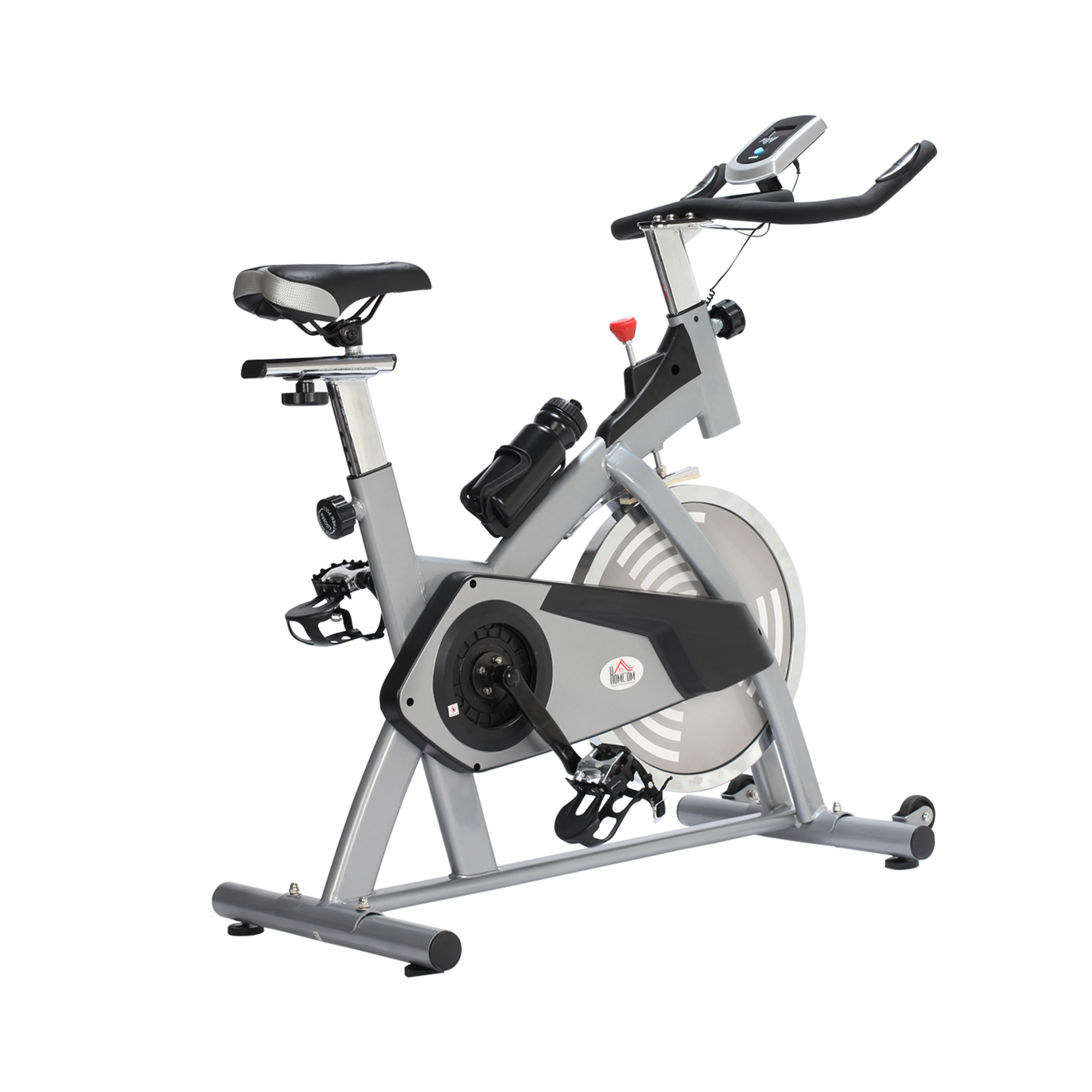 Bicicleta Homcom Plateado 96x50x107cm a90·091 acero pvc y abs de ejercicio con ajustable volante inercia 13kg manillar regulables