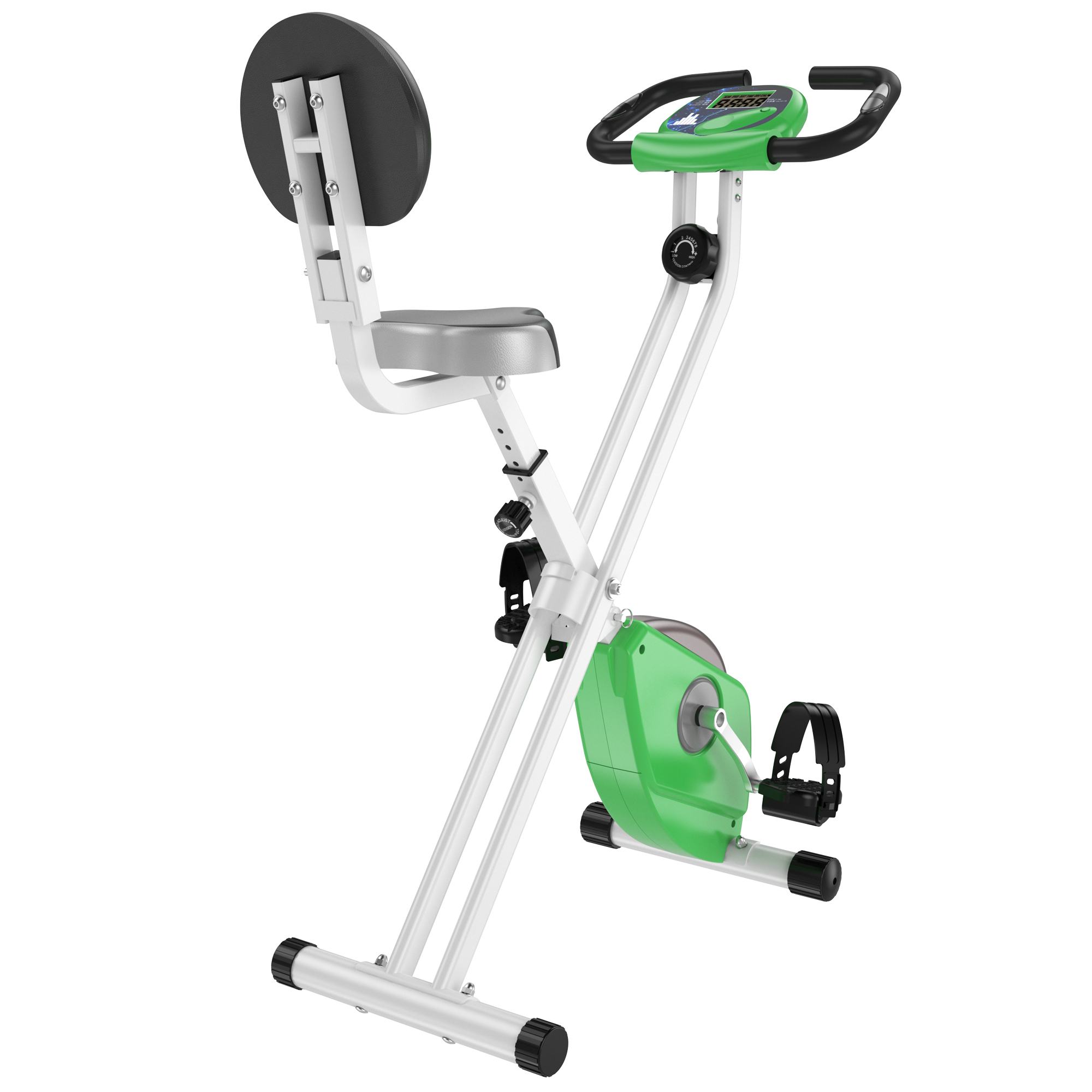 Bicicleta Homcom Altura regulable verde 43x97x109cm para ejercicios profesional vertical plegable de forma con 8 niveles asiento ajustable acero 43x97x109