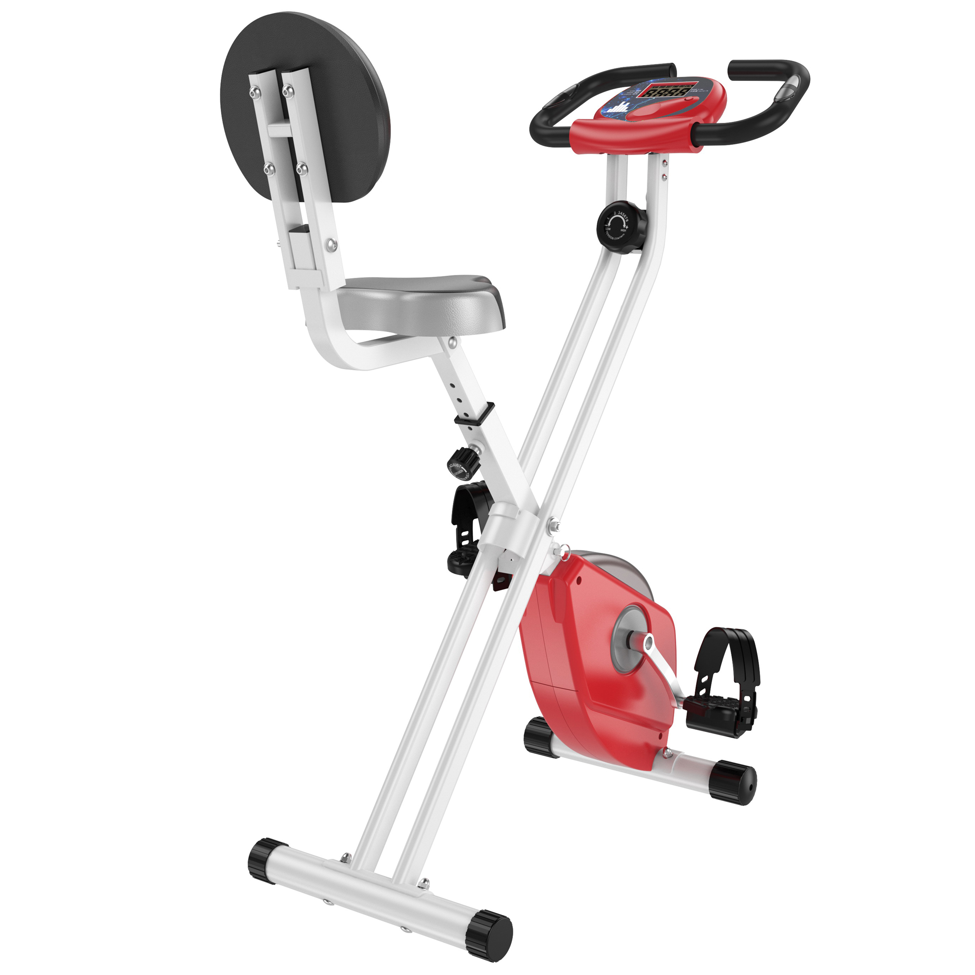 Homcom Bicicleta Plegable roja para ejercicios profesional vertical de forma con 8 niveles asiento altura ajustable acero 43x97x109 cm pegable 43x97x109cm a90·192rd