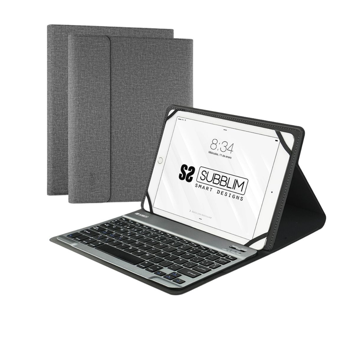Funda Teclado Universal 10.1 subblim pro bluetooth gris con keytab grey para de 10.125.65c tablets 101 420mah 108