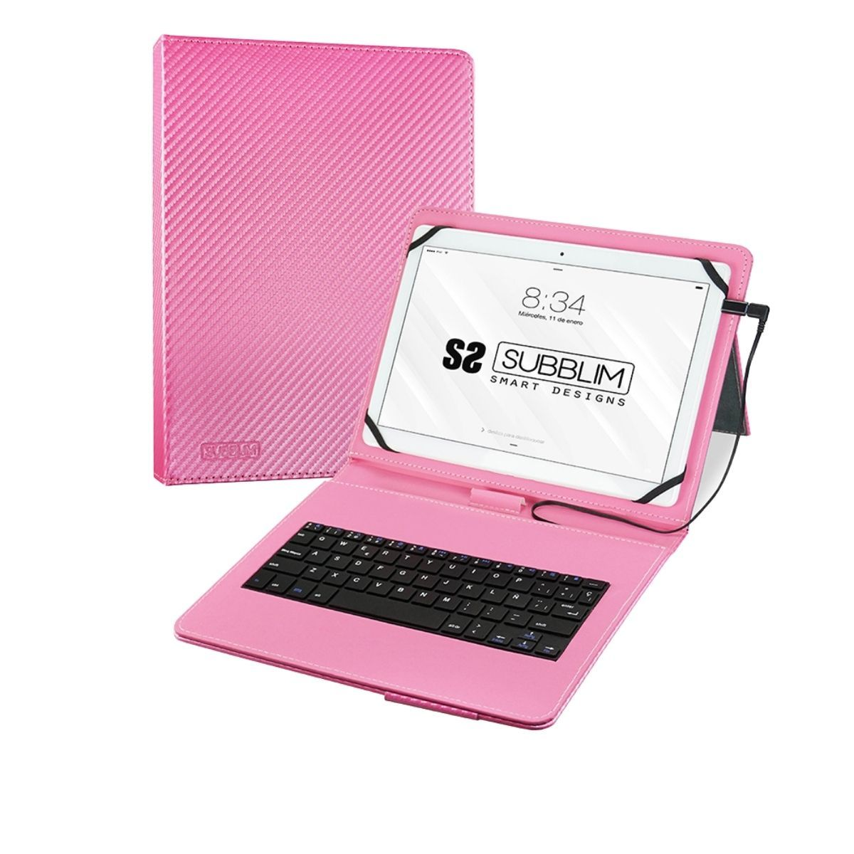 Subblim Funda Con teclado para tablet multicolor 10.1 inch micro usb keytab pro 101 pink rosa universal 10.1subblim 11 compatible todas las android conector