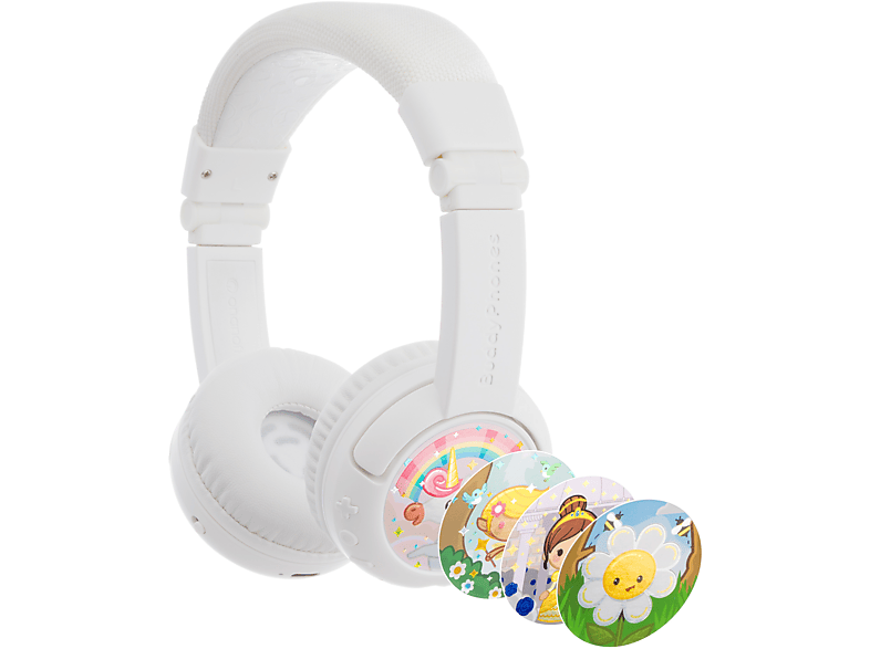 BUDDYPHONES Play+, On-ear Kinder Bluetooth Weiß Kopfhörer