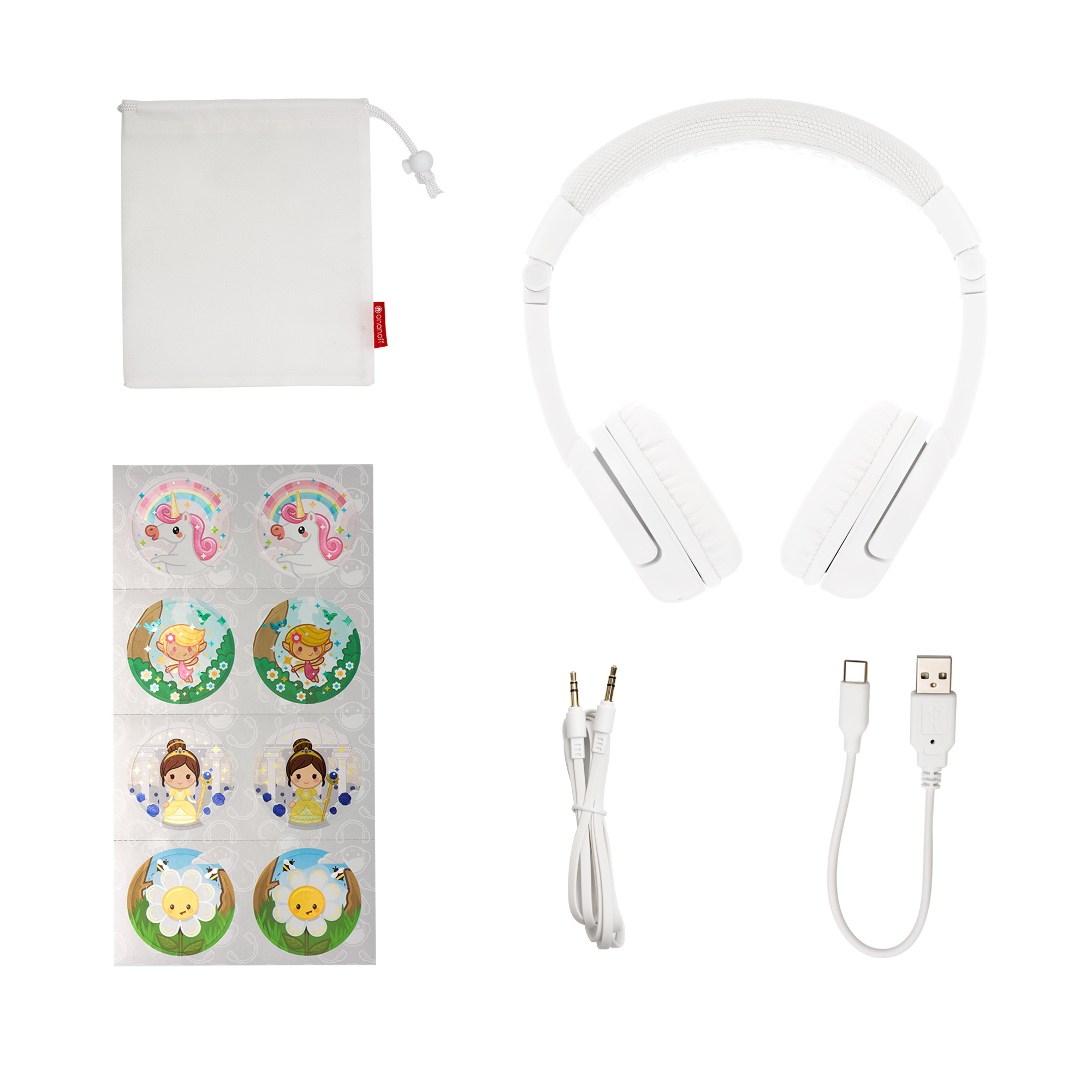 BUDDYPHONES Play+, On-ear Kinder Kopfhörer Weiß Bluetooth