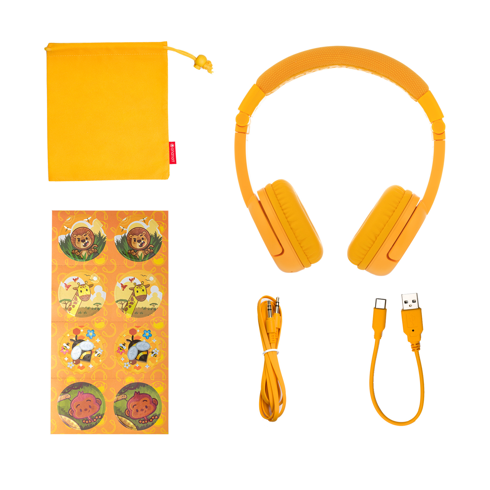 BUDDYPHONES Play+, Kinder Bluetooth Gelb Kopfhörer On-ear