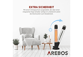 AREBOS AR-HE-TH2000PB Terrassen-Heizstrahler Premium, schwarz