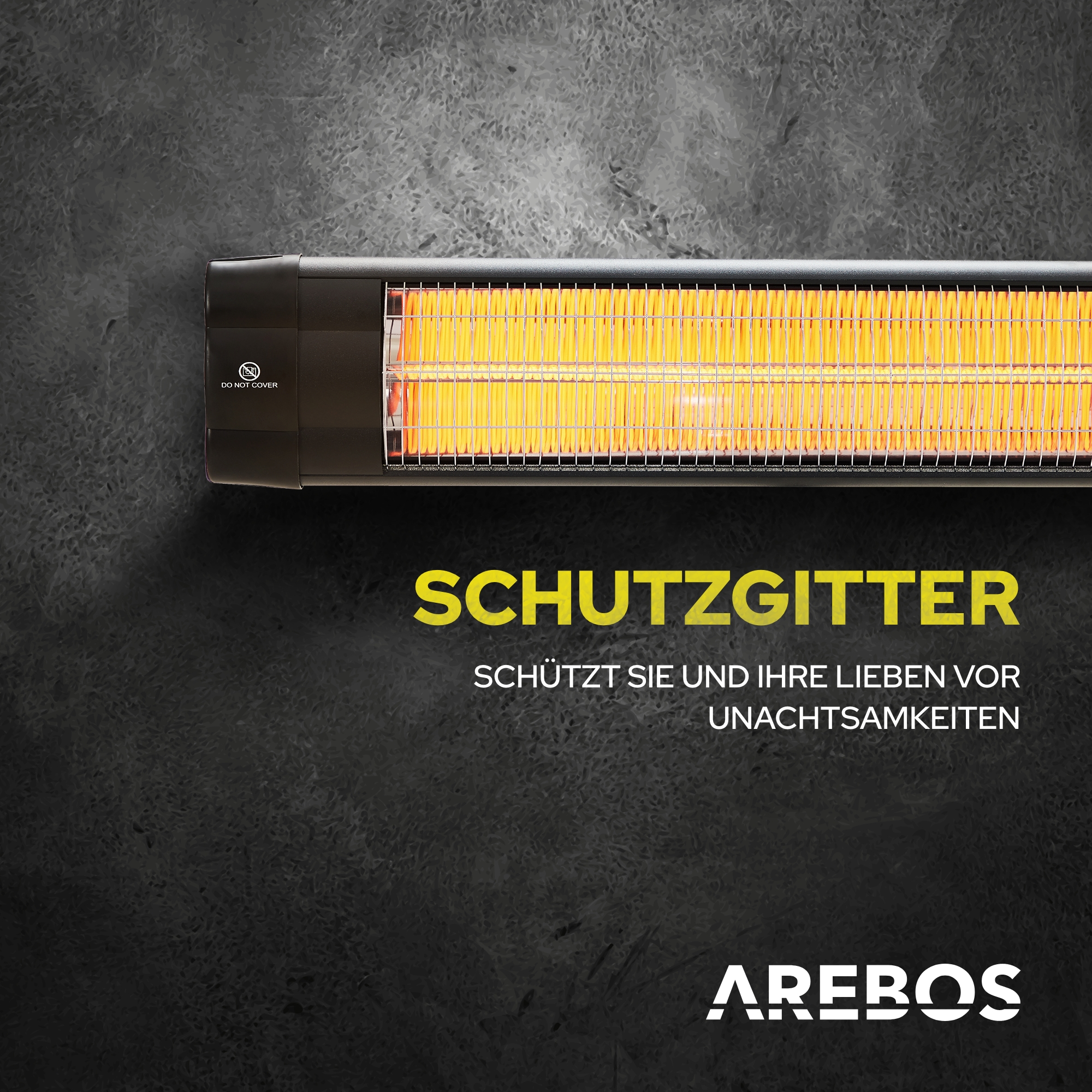 AREBOS 90° Neigung inkl. Montagematerial Schwarz Wandmontage Heizstrahler, Infrarot 