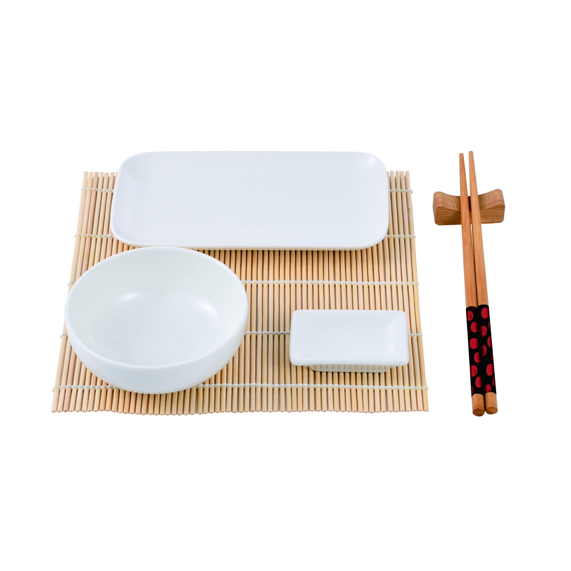 Bergner Q3565 Set sushi de 12 piezas porcelana bambu madera foodies juego masterpro bgmp11010 blanco 12pc