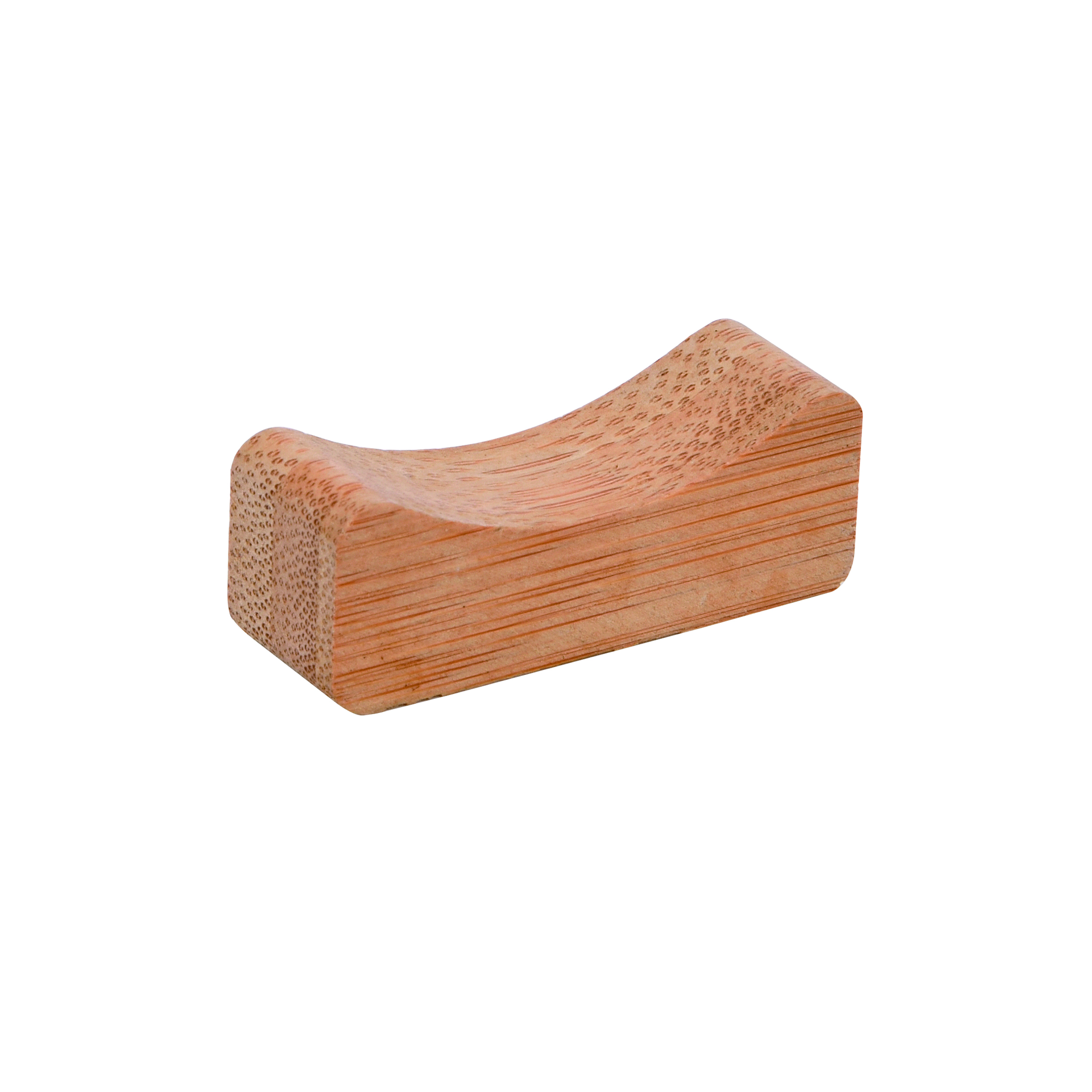 Appoggia bacchette in legno, forma curva, superficie strutturata.