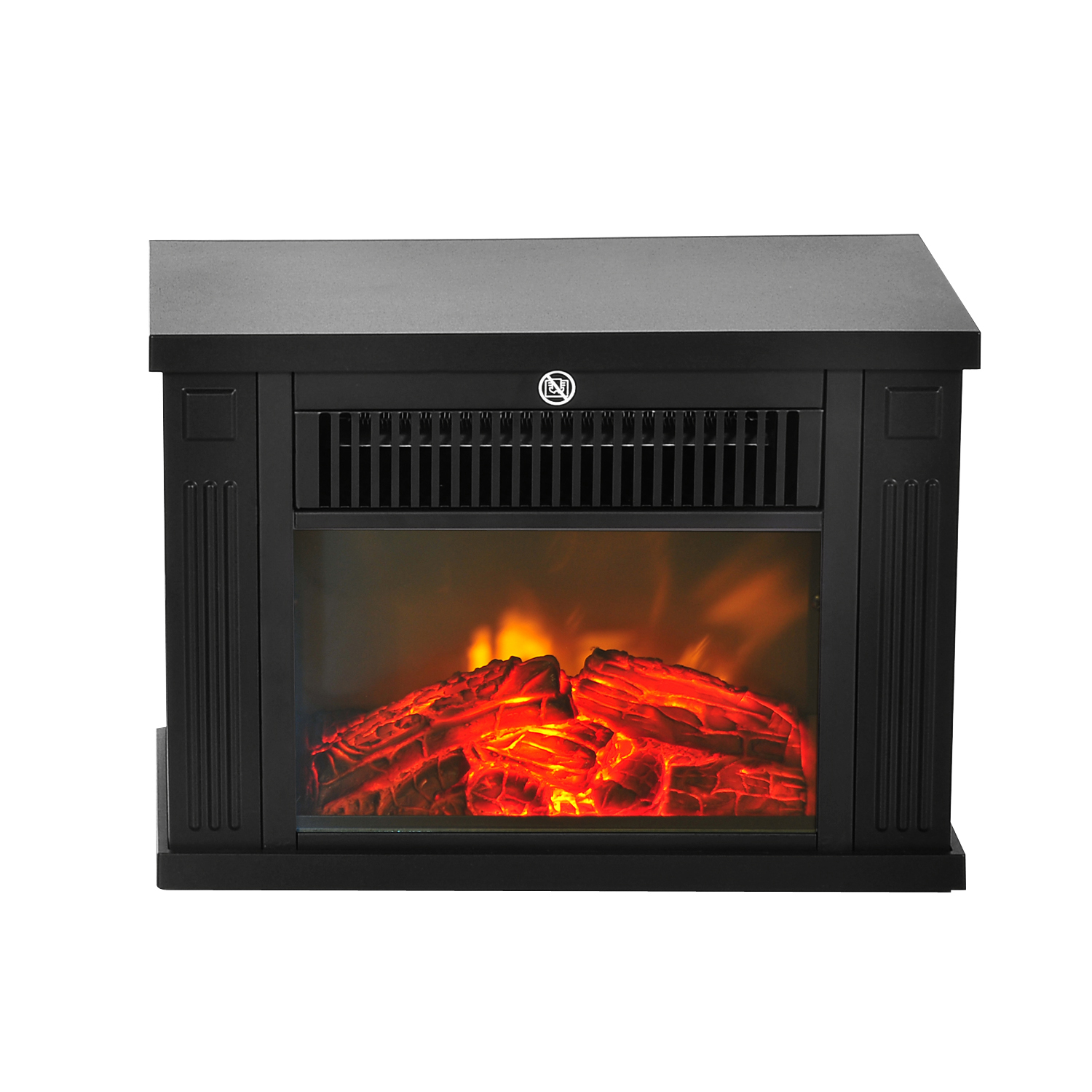 Calefactor - termostato ajustable, llama decorativa HOMCOM, Negro