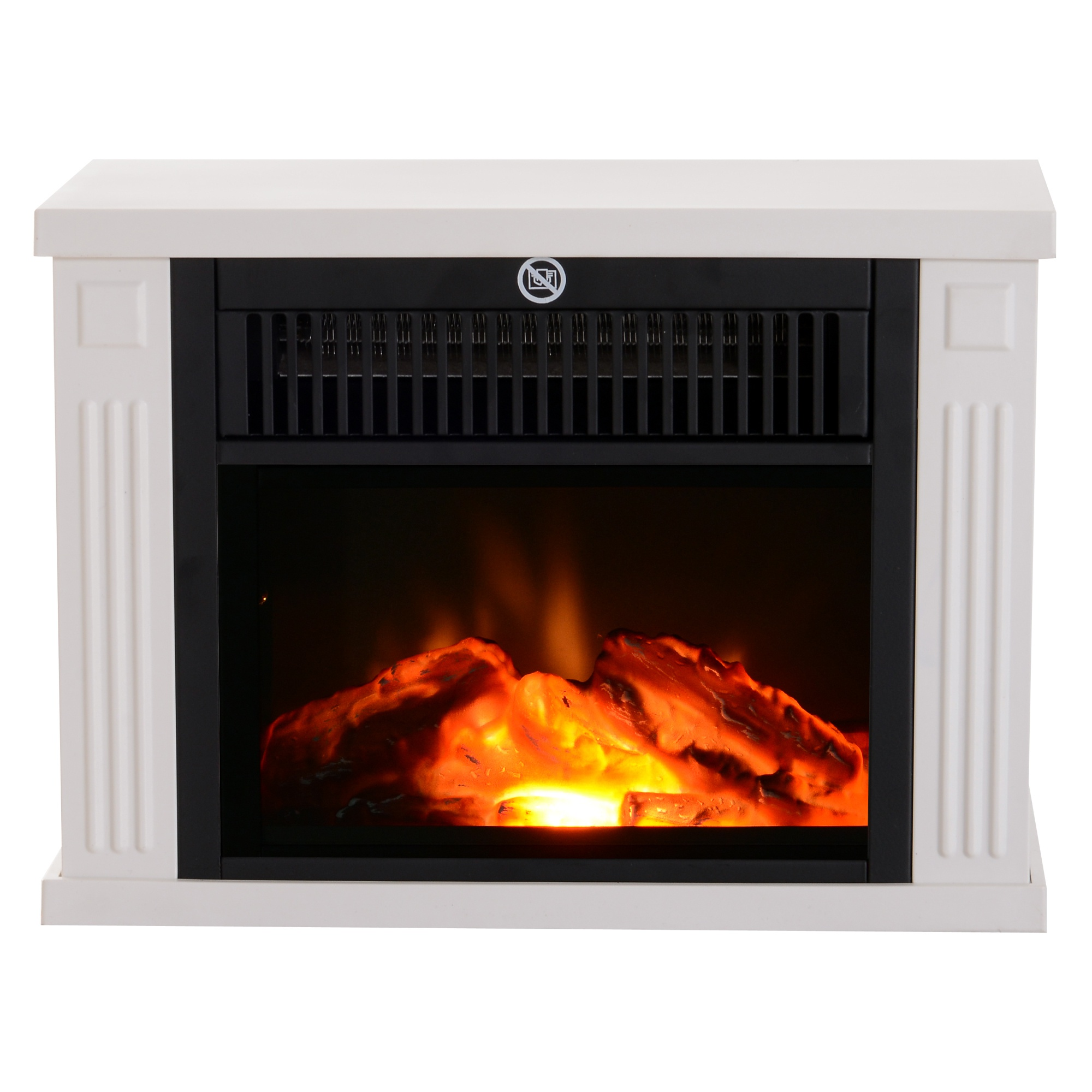 Calefactor - termostato ajustable, llama decorativa HOMCOM, Blanco