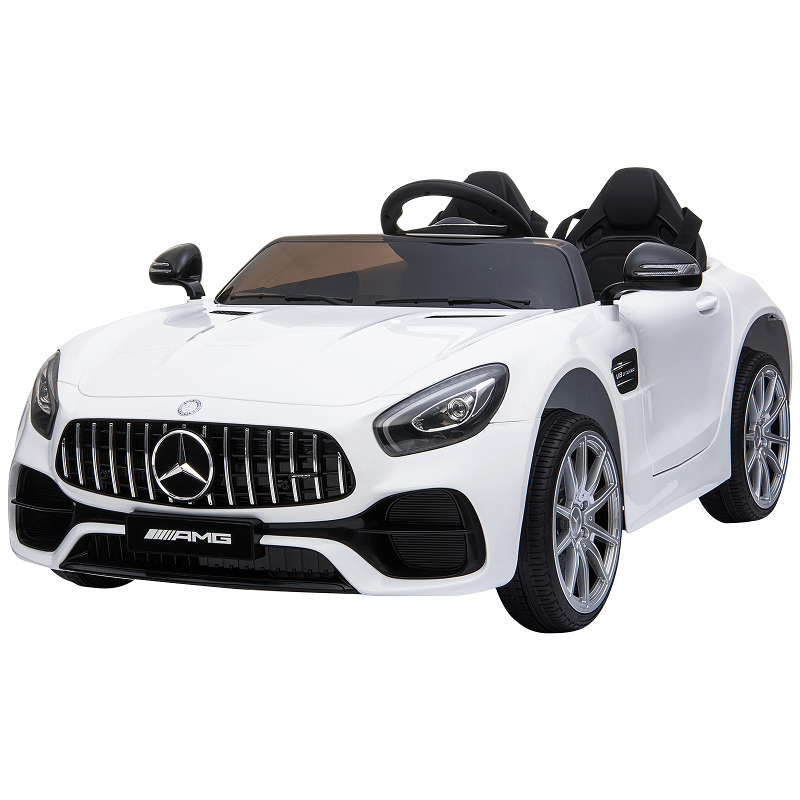 Coche Homcom Blanco 117x74x49cm edad 3 años infantil juguete niño con mando distancia y