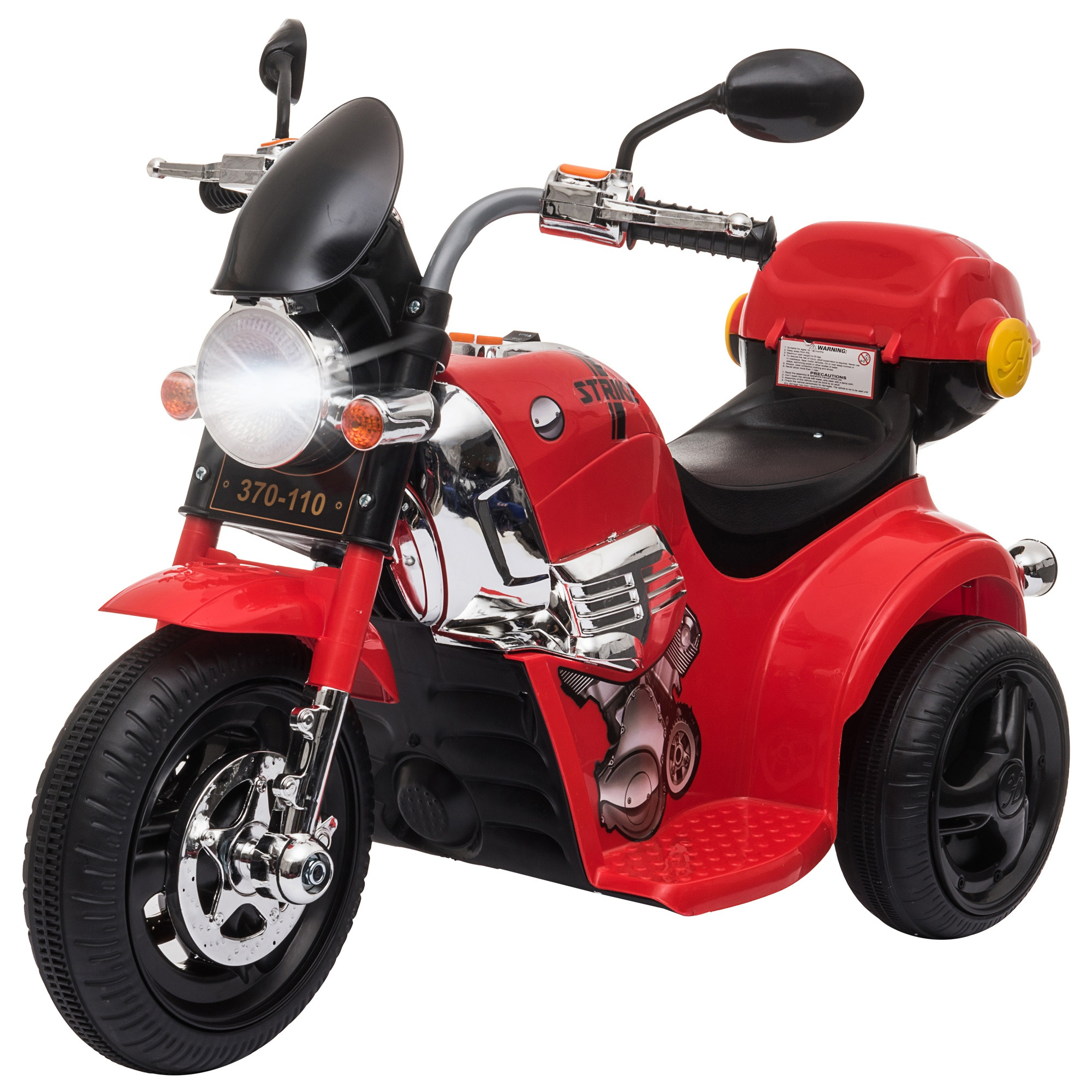 Homcom Triciclo Moto rojo con maletero 3 ruedas bocina y faros 87x46x54 edad años para niños de +3 +18