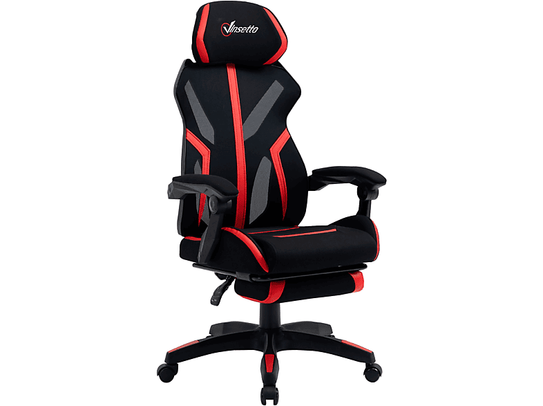 Silla Gamer Ergonomica con Reposapies Cojin Masajeador Lumbar Rojo y Negro