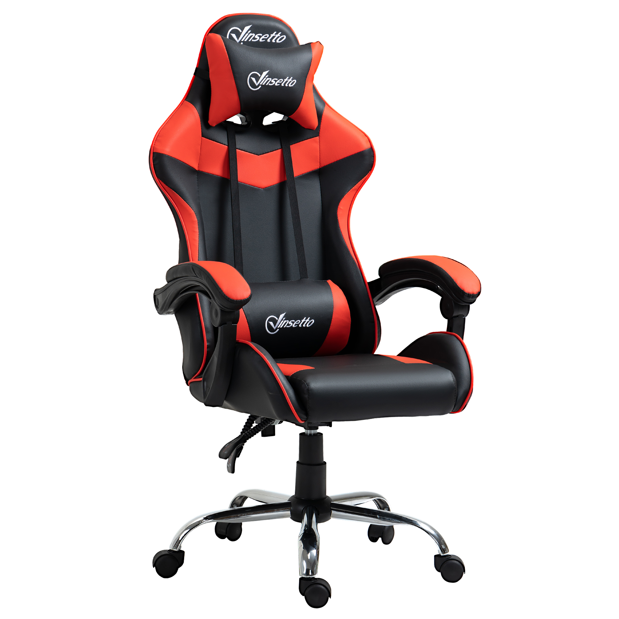 Vinsetto Silla Gaming para videojuegos reclinable y giratoria con altura ajustable reposacabezas lumbar 63x67x119127 cm rojo negro 921436bk hasta 120