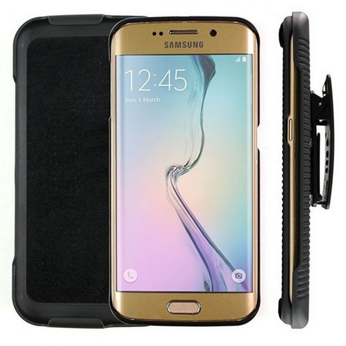 CASEONLINE Schwarz S6 Backcover, Galaxy 2i1, Halfter Samsung, Edge,