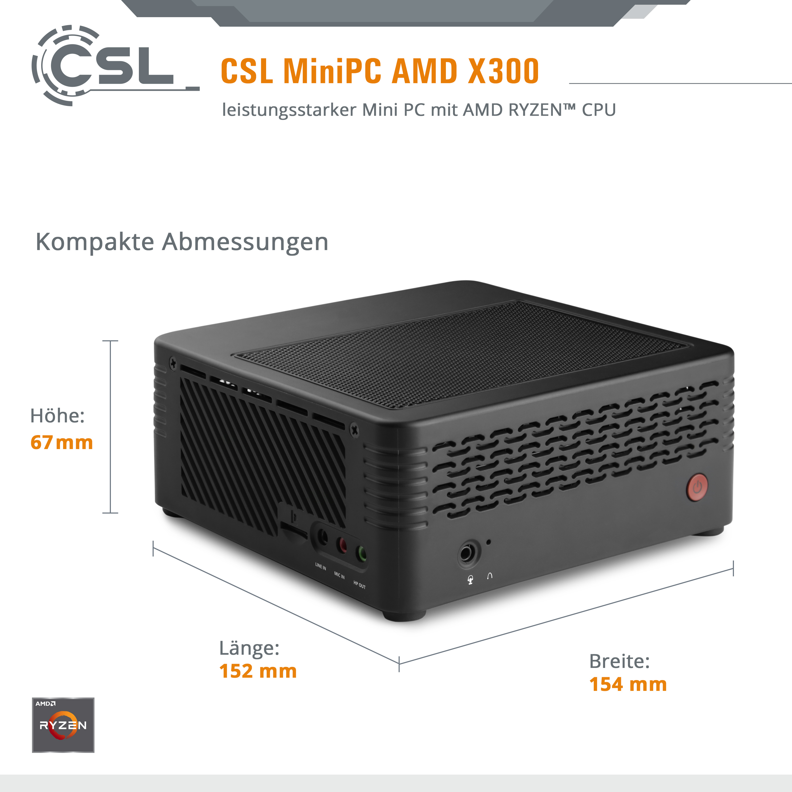 CSL X300 / (64 Bit), Win Mini-PC, Pro, RAM, / GB 16 GB Pro GB Windows 16 SSD GB 5650GE SSD, 1000 1000 11 / 10 AMD 