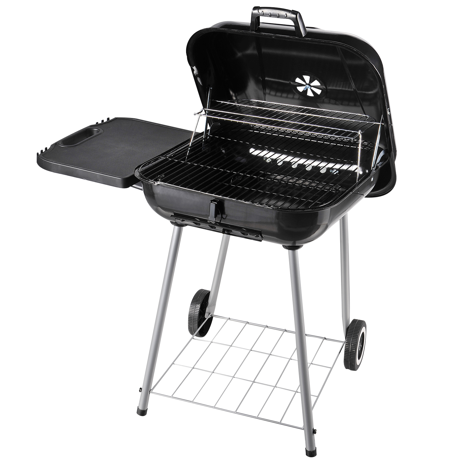 Barbacoa Outsunny 846022 bbq multifuncional parrillas asador con estantes y ruedas parilla vegetal del aire libre rejilla mantener caliente patio picnic acampada metal