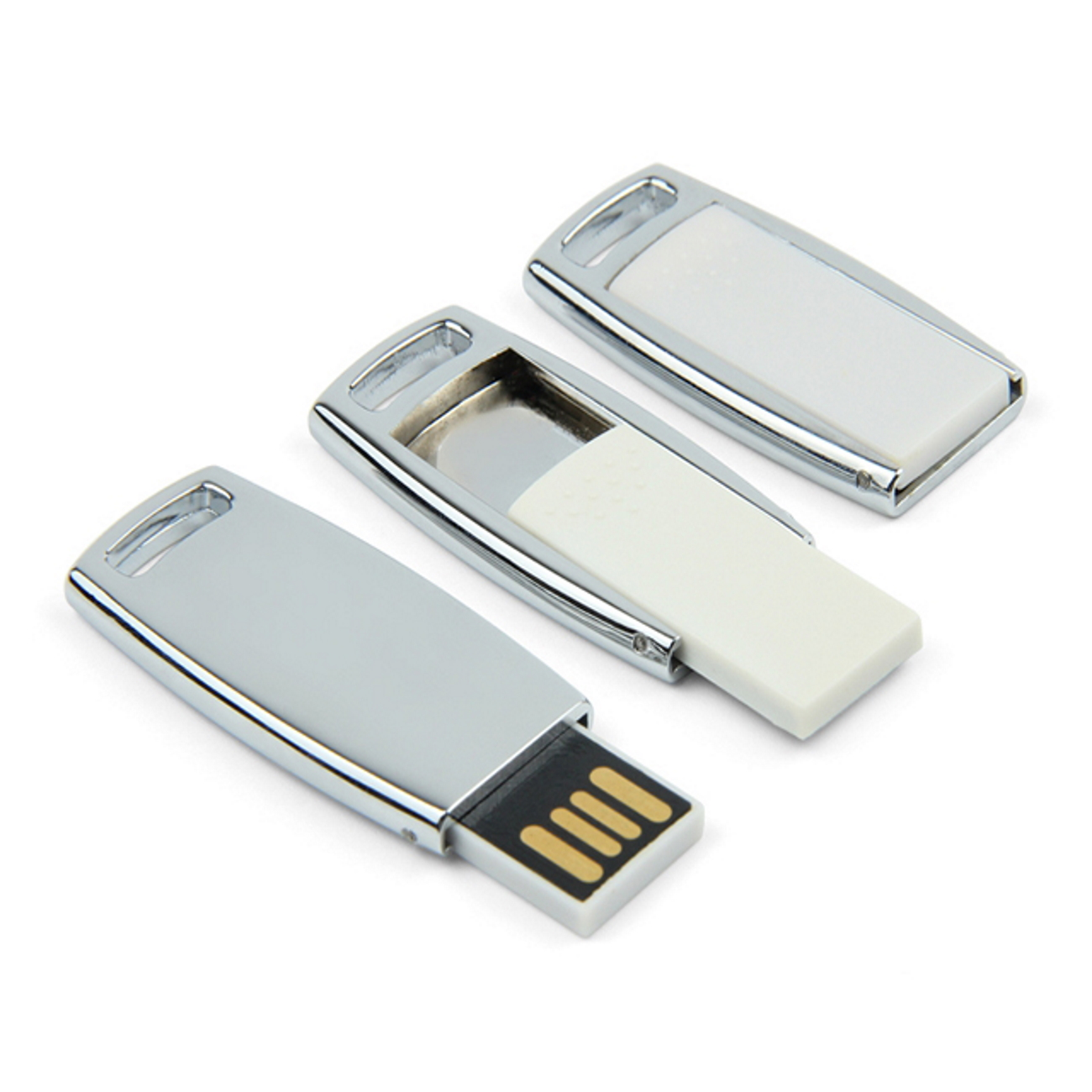 USB GERMANY ®Flat 2 GB) (Chrome, USB-Stick