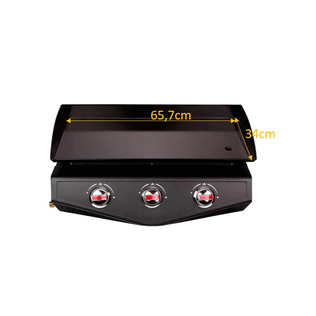 Amsta Amgr77777 Plancha de gas 3 quemadores 7.500w barbacoa negro metal 65.7 x 34