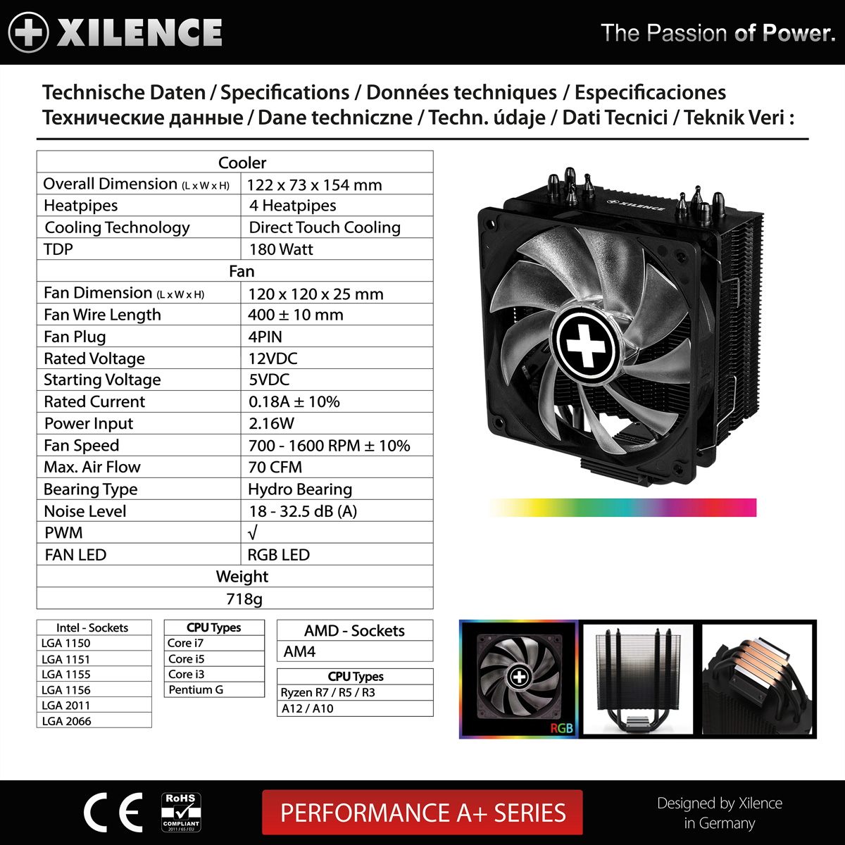 XILENCE Kühler, M704RGB schwarz CPU
