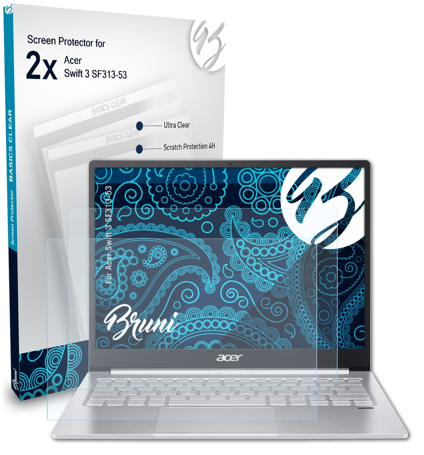 BRUNI 2x Basics-Clear Schutzfolie(für (SF313-53)) Swift 3 Acer