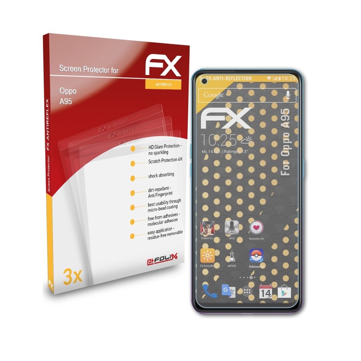 A95) Oppo ATFOLIX FX-Antireflex 3x Displayschutz(für