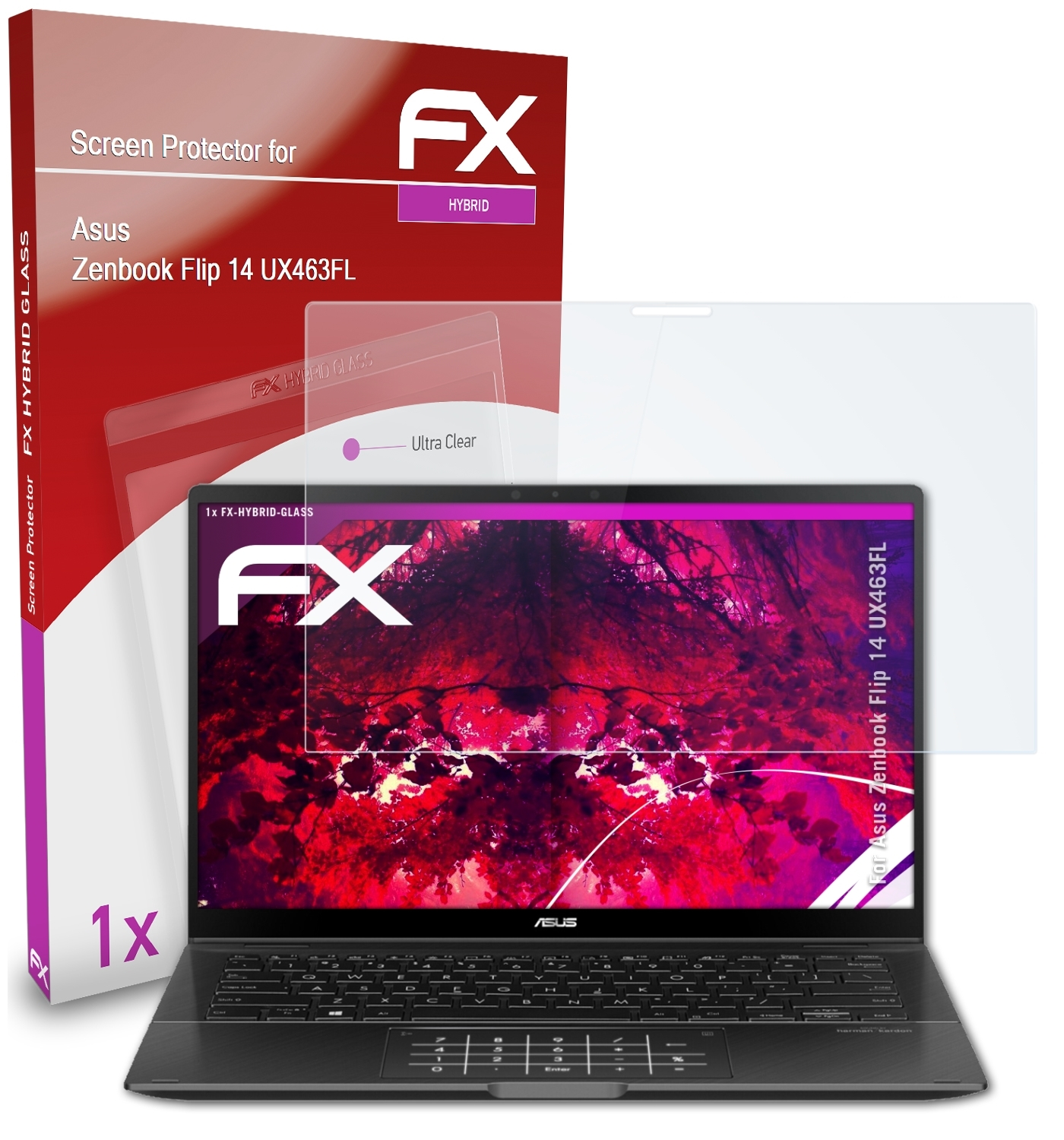 ATFOLIX FX-Hybrid-Glass 14 Zenbook (UX463FL)) Schutzglas(für Asus Flip