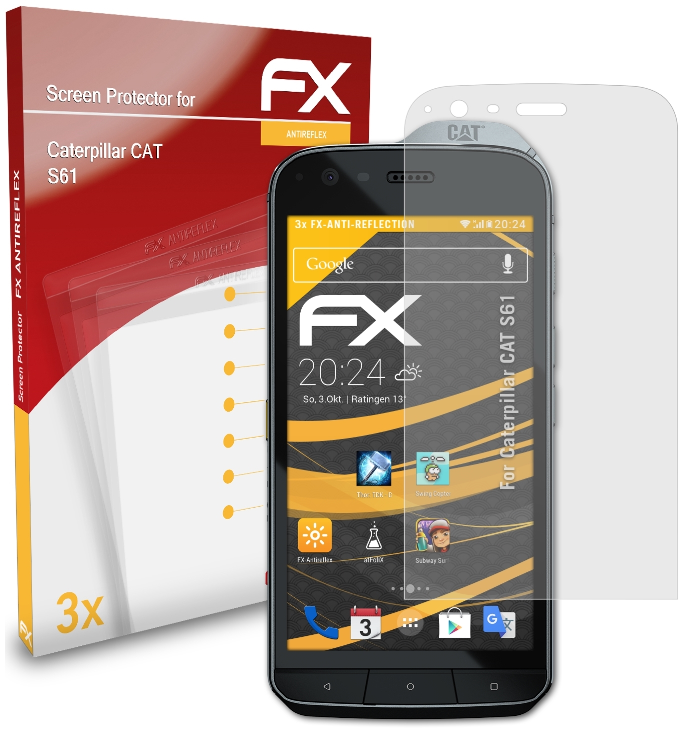 ATFOLIX 3x FX-Antireflex Caterpillar CAT S61) Displayschutz(für