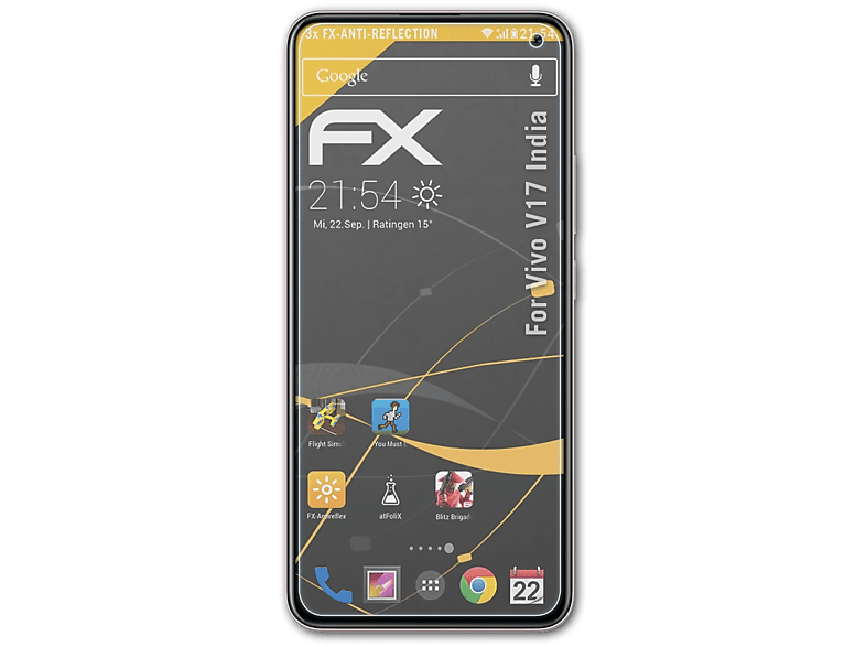 V17 3x Displayschutz(für (India)) ATFOLIX FX-Antireflex Vivo