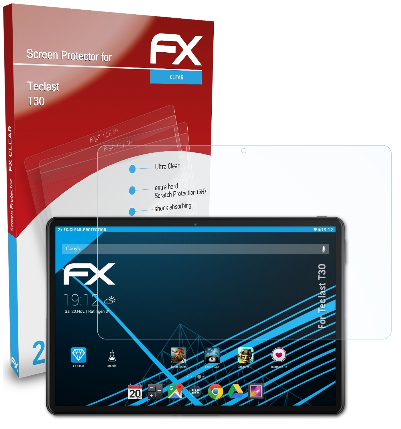Displayschutz(für 2x T30) ATFOLIX Teclast FX-Clear