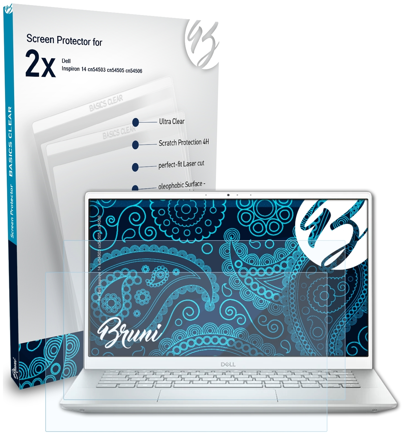 BRUNI 2x Basics-Clear cn54505 Schutzfolie(für 14 (cn54503 cn54506)) Inspiron Dell