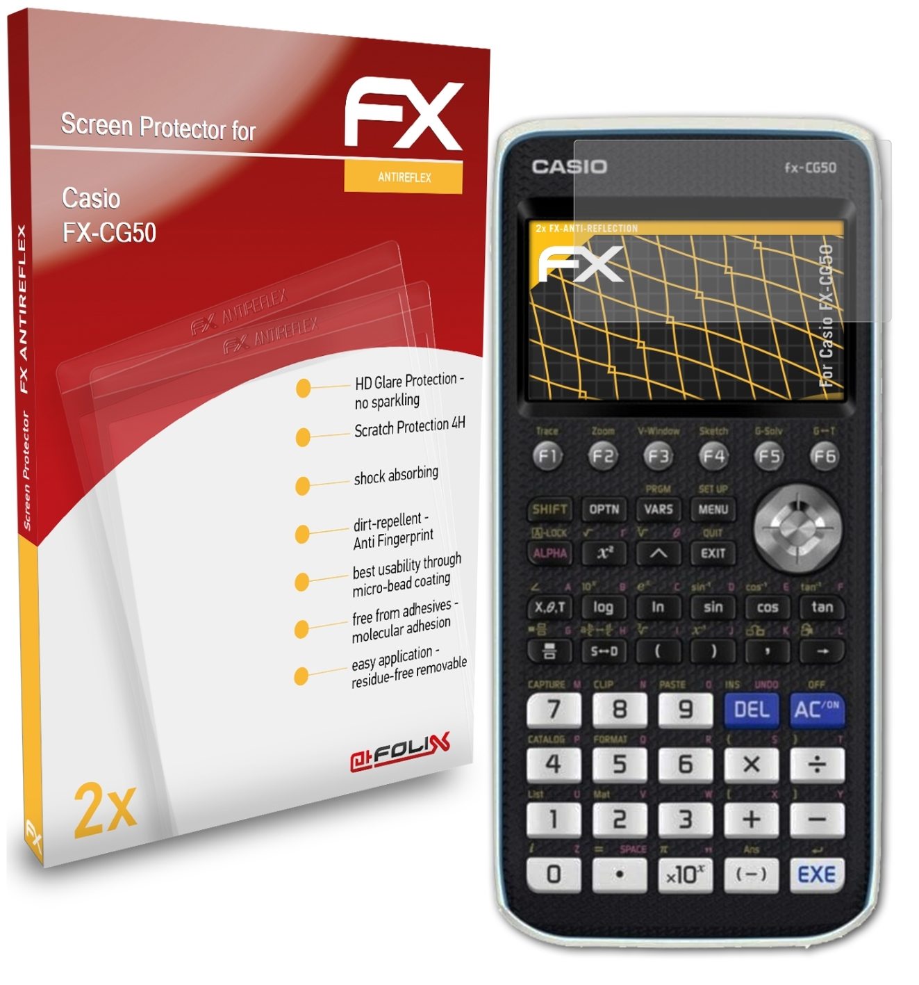 ATFOLIX 2x FX-Antireflex FX-CG50) Casio Displayschutz(für